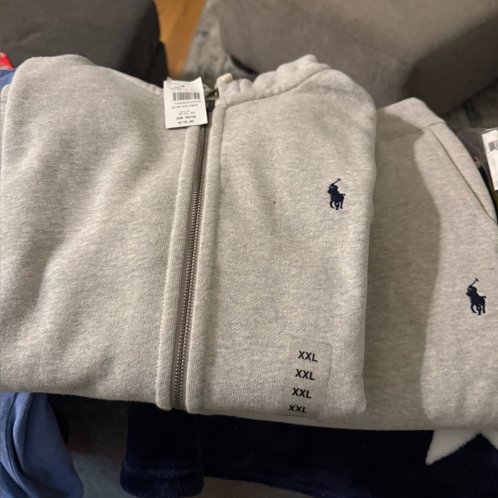 Polo by Ralph Lauren Mens gray Sweatpants and zip up hoodie